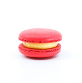 Red velvet flavoured round macaron